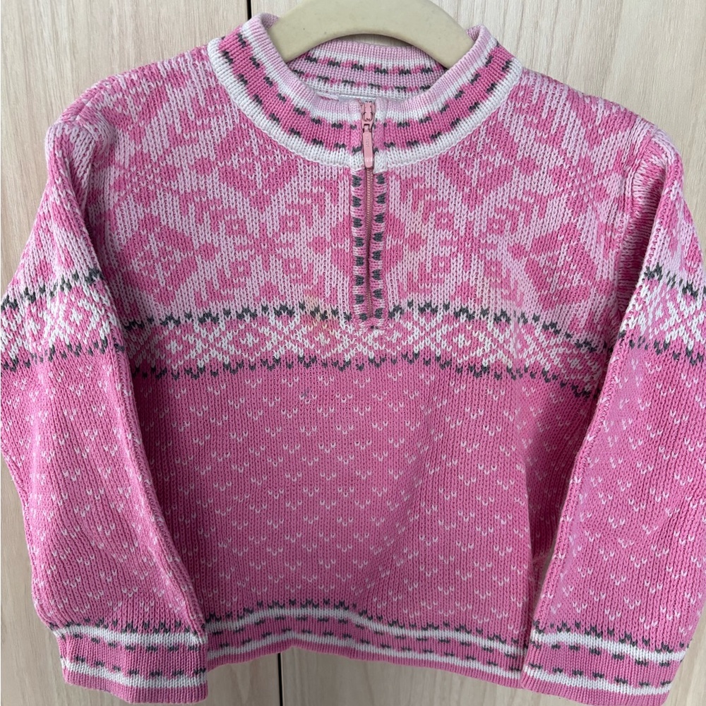 Hanna Andersson Pink and Gray Knit Sweater